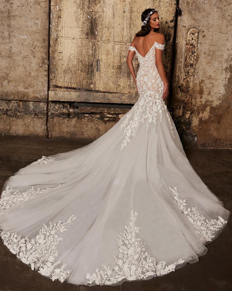 122249 off the shoulder sexy wedding dress with a long train2